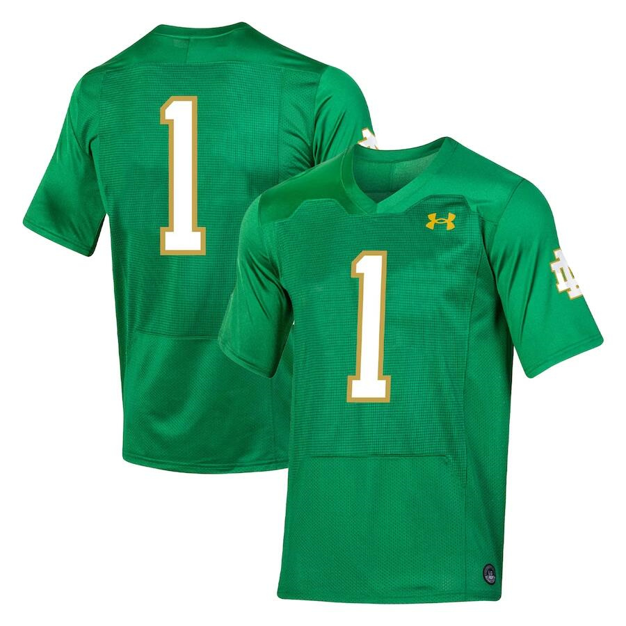 Men's Notre Dame Fighting Irish #1 Under Armour Kelly Green Limited Stitched Jersey Men's Notre Dame Fighting Irish #1 Under Armour Kelly Green Limited Stitched Jersey